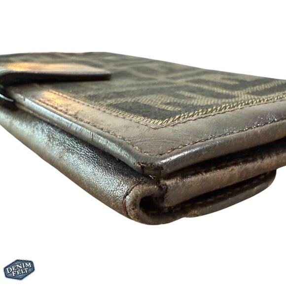 Fendi Zucca Canvas Bifold Wallet with Leather Trim Brown Vintage Logo Print - Picture 6 of 13